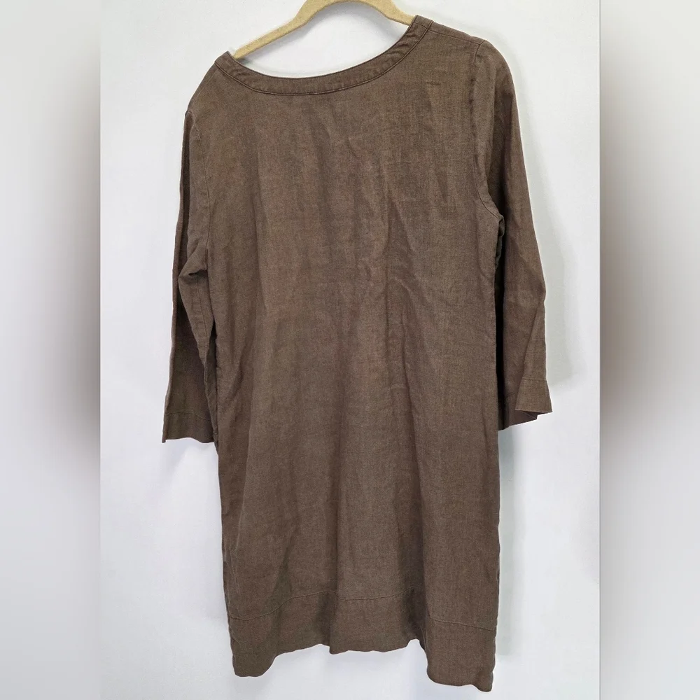 Brora 100% Linen Brown Tunic Lagenlook Short Dress Size UK 12 US 10 - Picture 3 of 5